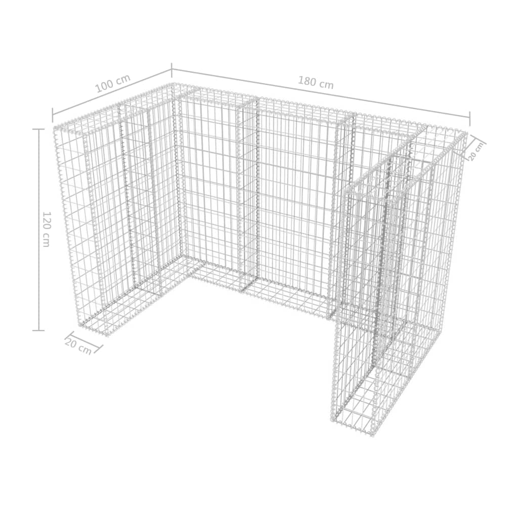 vidaXL Gabion Double Wheelie Bin Surround Steel 70.9"x39.4"x47.2"