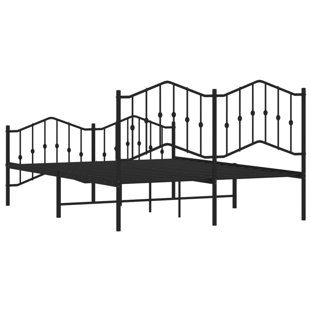 vidaXL Metal Bed Frame without Mattress with Footboard Black 53.1"x74.8"