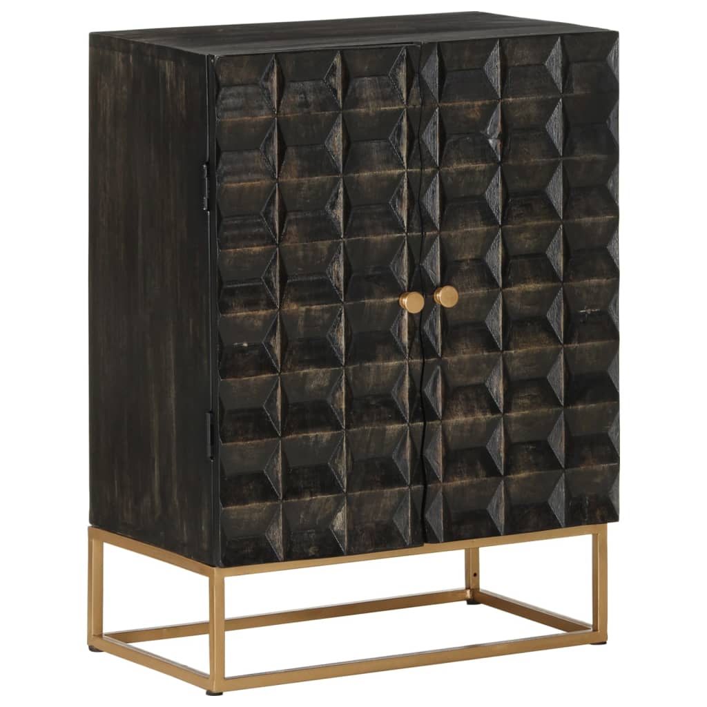 vidaXL Sideboard Black 21.7"x13.4"x29.5" Solid Wood Mango and Iron