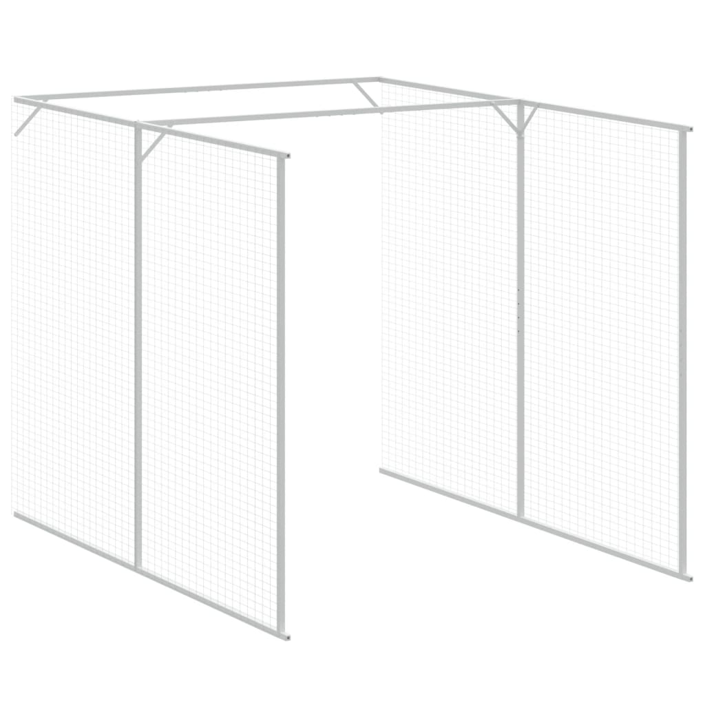 vidaXL Dog House with Run Light Gray 65"x339.8"x71.3" Galvanized Steel