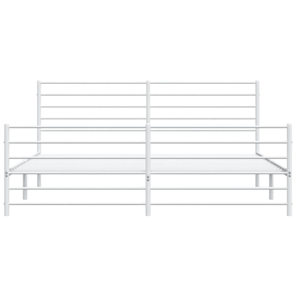 vidaXL Metal Bed Frame without Mattress with Footboard White 76"x79.9"