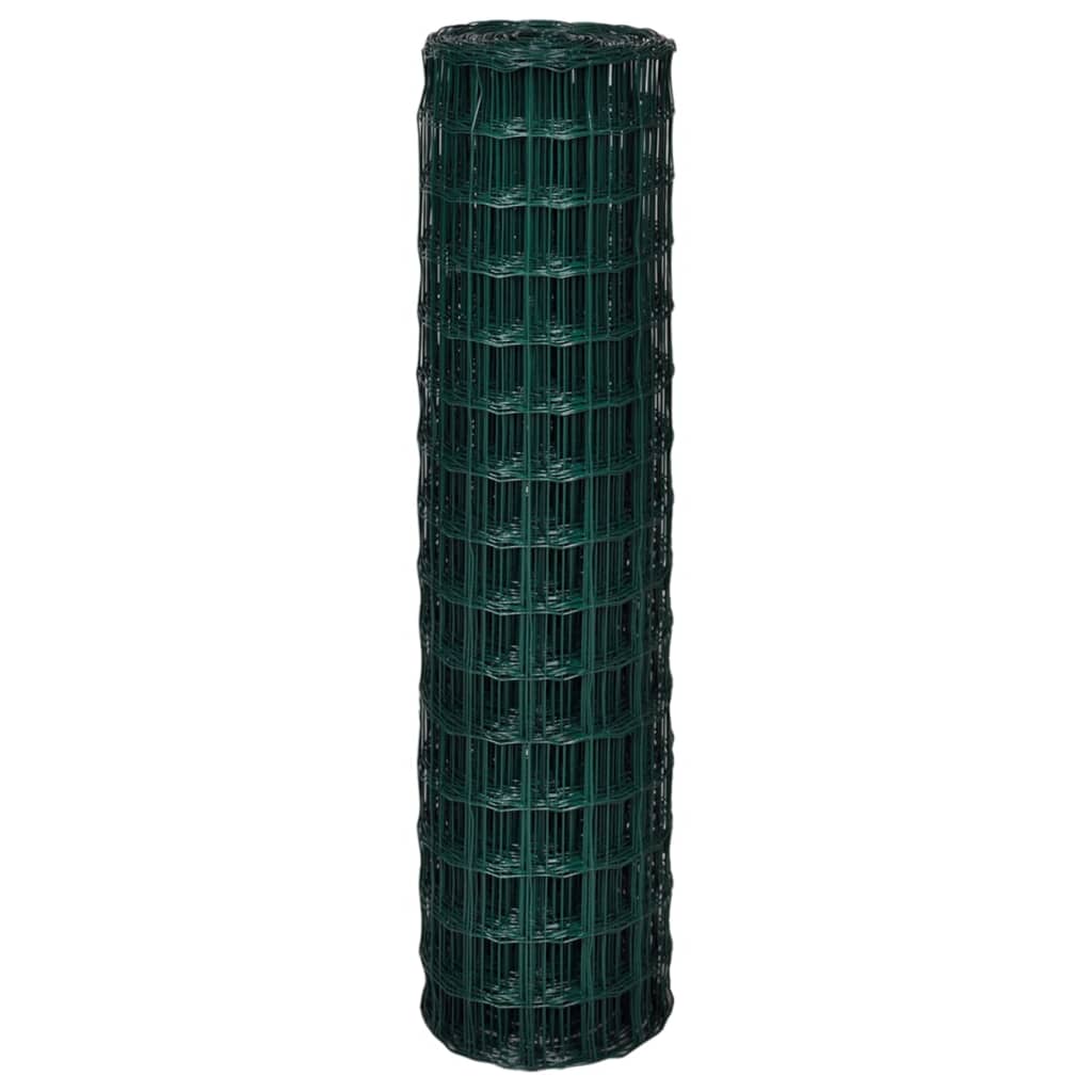 vidaXL Euro Fence Steel 32.8ftx4.9ft Green