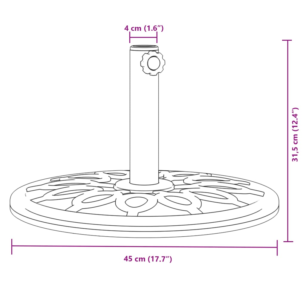 vidaXL Parasol Base for Ø1.5"/1.9" Poles 26.5 lb Round