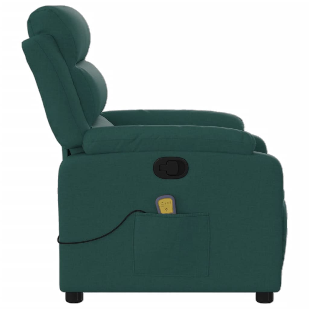 vidaXL Massage Recliner Chair Dark Green Fabric