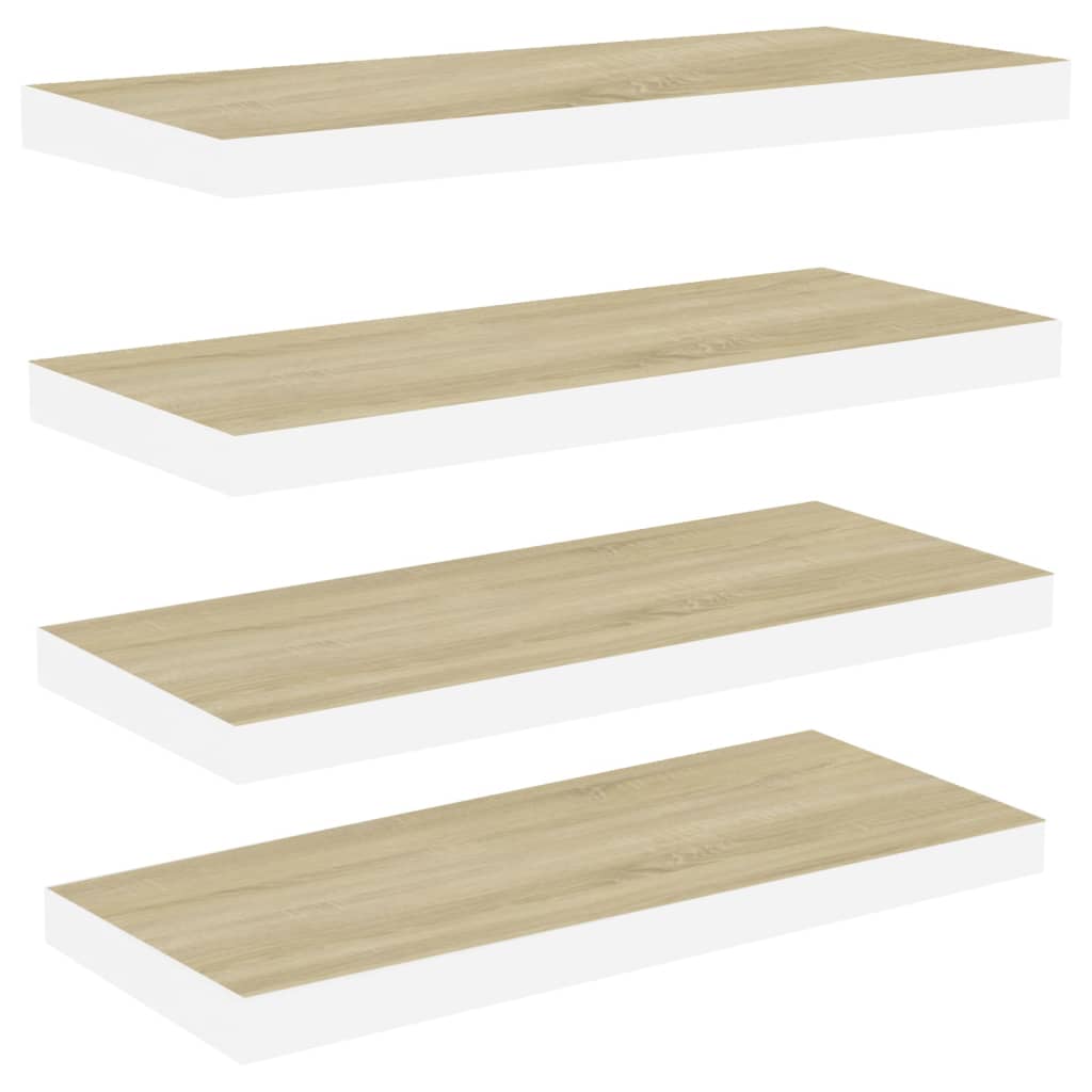 vidaXL Floating Wall Shelves 4 pcs Oak and White 31.5"x9.3"x1.5" MDF