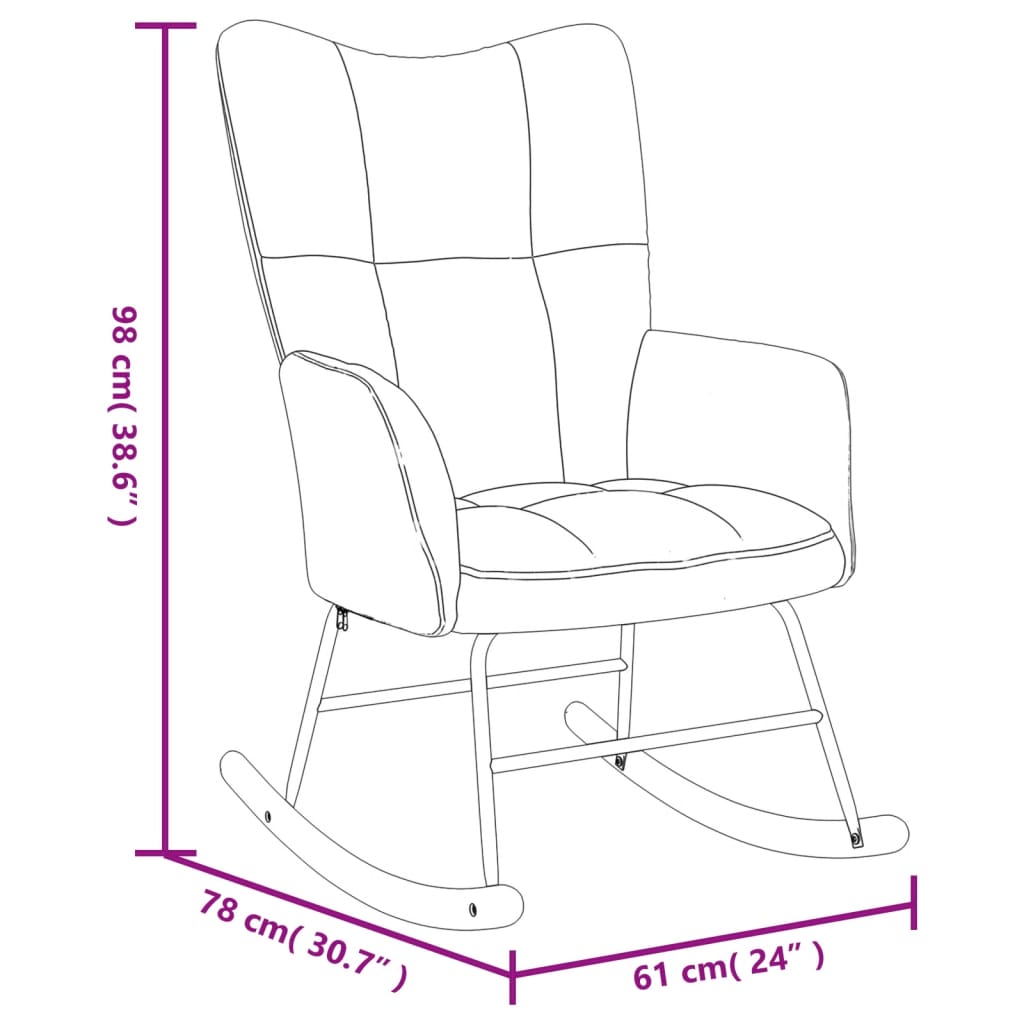 vidaXL Rocking Chair with Ottoman Black Velvet