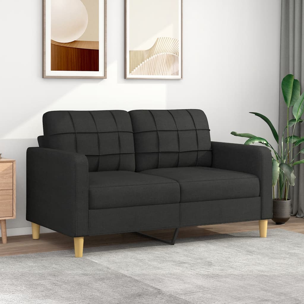 vidaXL 2-Seater Sofa Black 55.1" Fabric