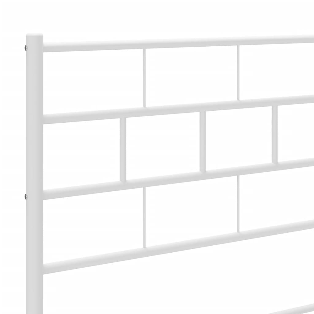 vidaXL Metal Bed Frame without Mattress with Footboard White 53.1"x74.8"