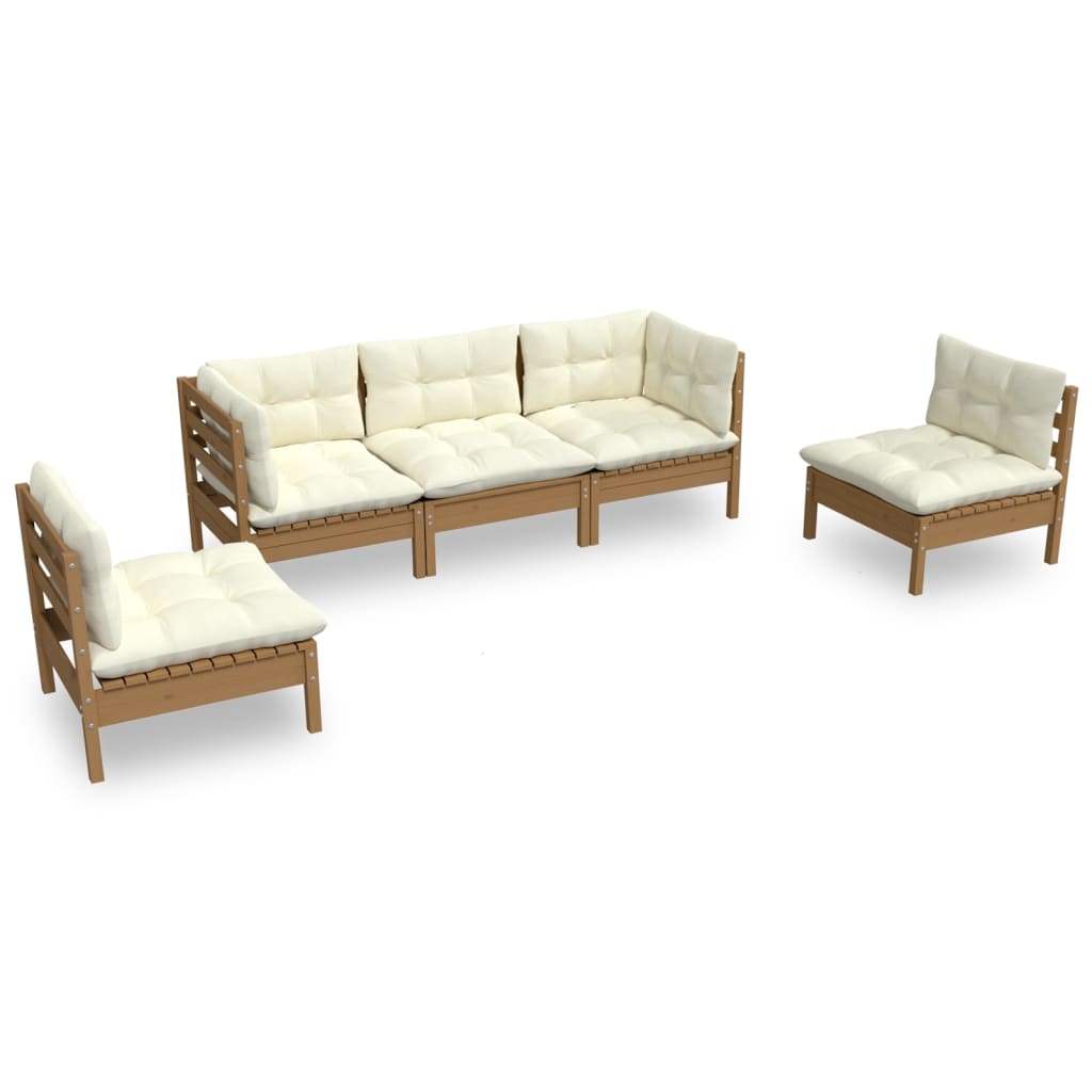 vidaXL 5 Piece Patio Lounge Set with Cushions Solid Pinewood