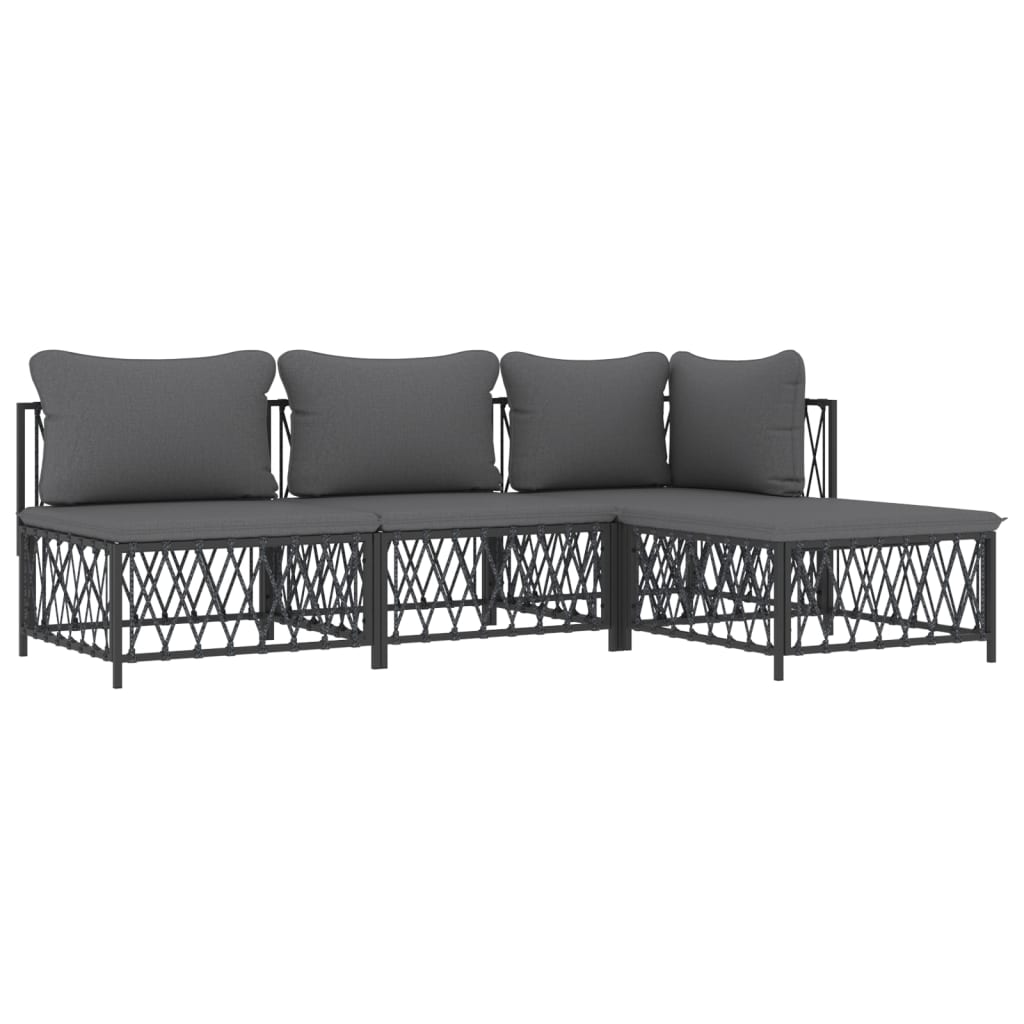 vidaXL 4 Piece Patio Lounge Set with Cushions Anthracite Steel