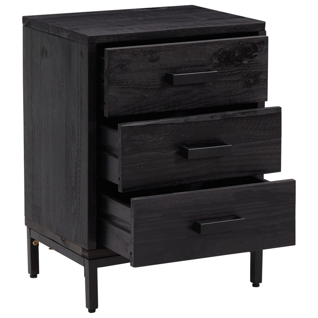 vidaXL Bedside Cabinet Black 15.7"x11.8"x21.7" Solid Wood Pine