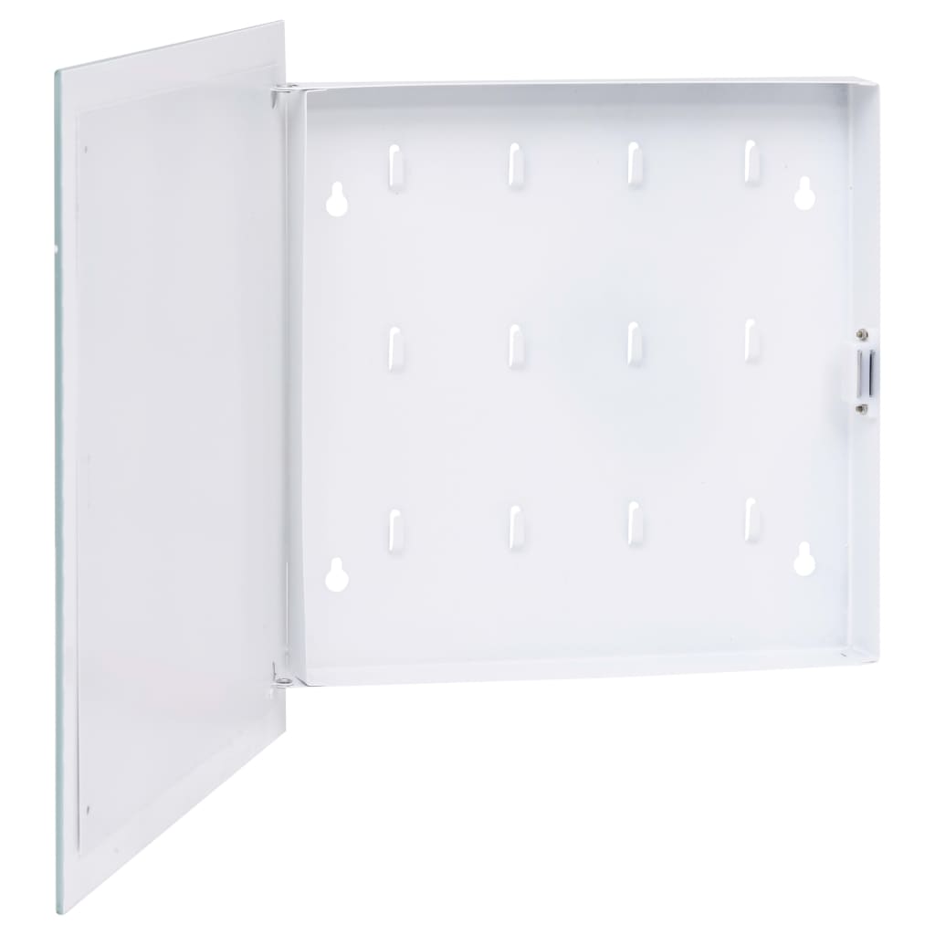 vidaXL Key Box with Magnetic Board White 13.8"x13.8"x1.6"