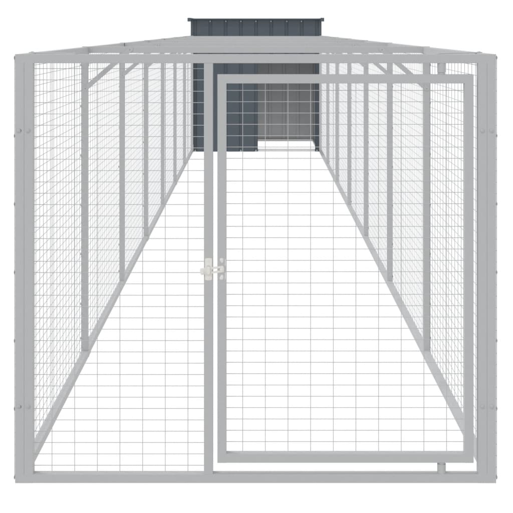 vidaXL Dog House with Run Anthracite 43.3"x320.1"x43.3" Galvanized Steel