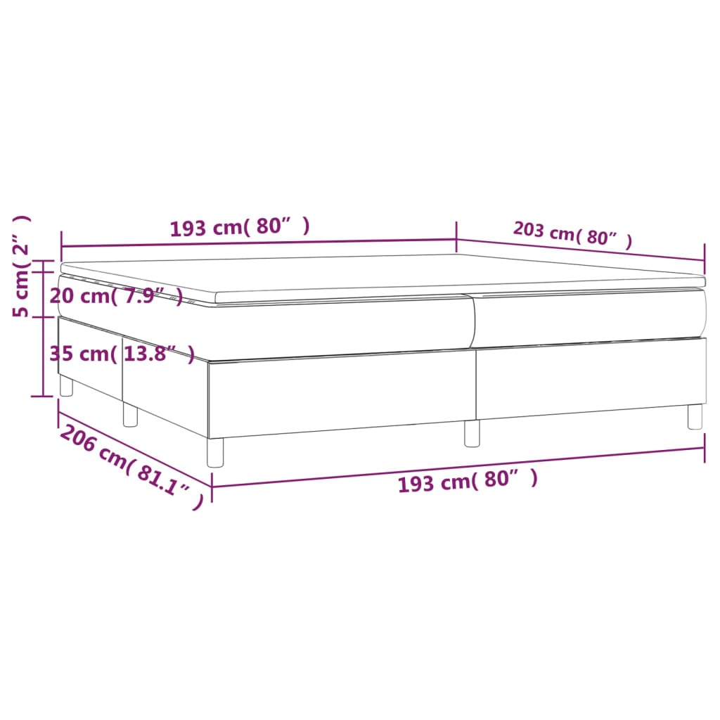 vidaXL Box Spring Bed with Mattress Dark Gray 76"x79.9" King Fabric