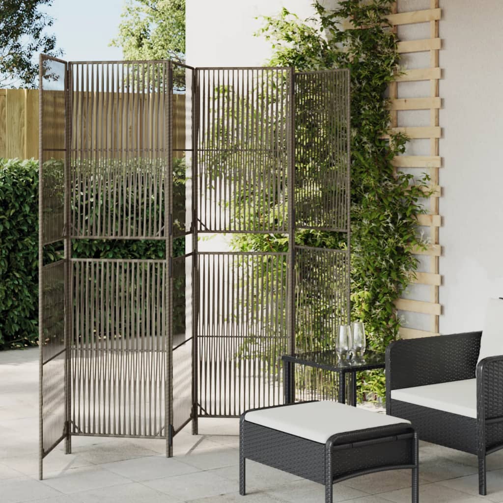 vidaXL Room Divider 6 Panels Gray Poly Rattan