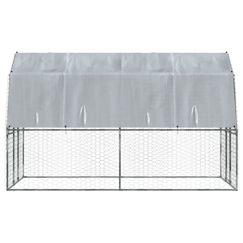 vidaXL Bird Cage with Roof and Door Silver Galvanized Steel