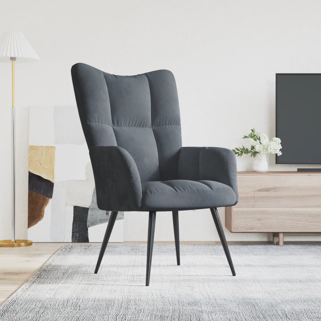 vidaXL Relaxing Chair Dark Gray Velvet