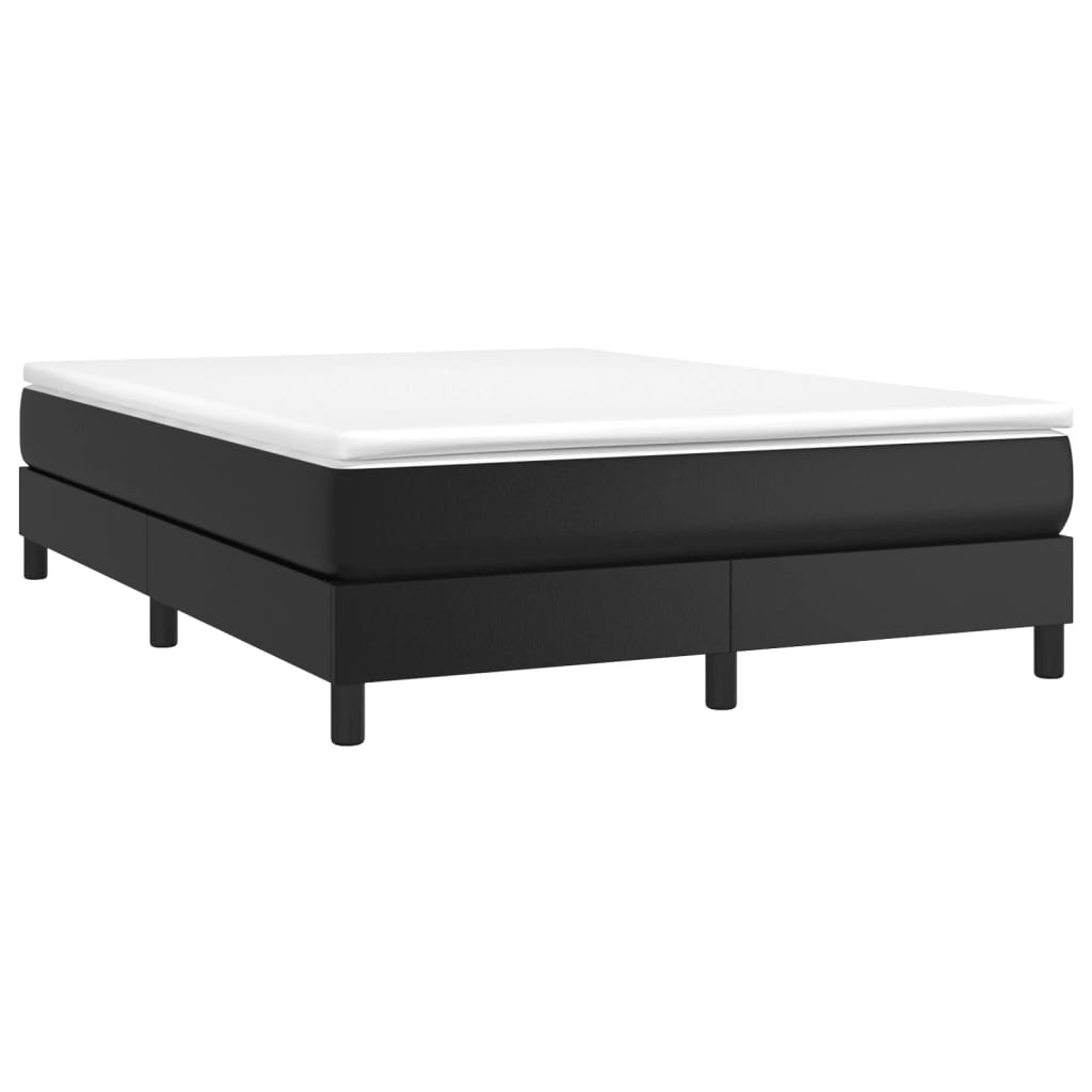 vidaXL Box Spring Bed with Mattress Black 53.9"x74.8" Full Faux Leather