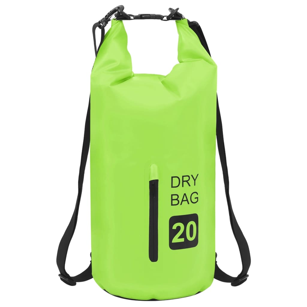 vidaXL Dry Bag with Zipper Green 5.3 gal PVC