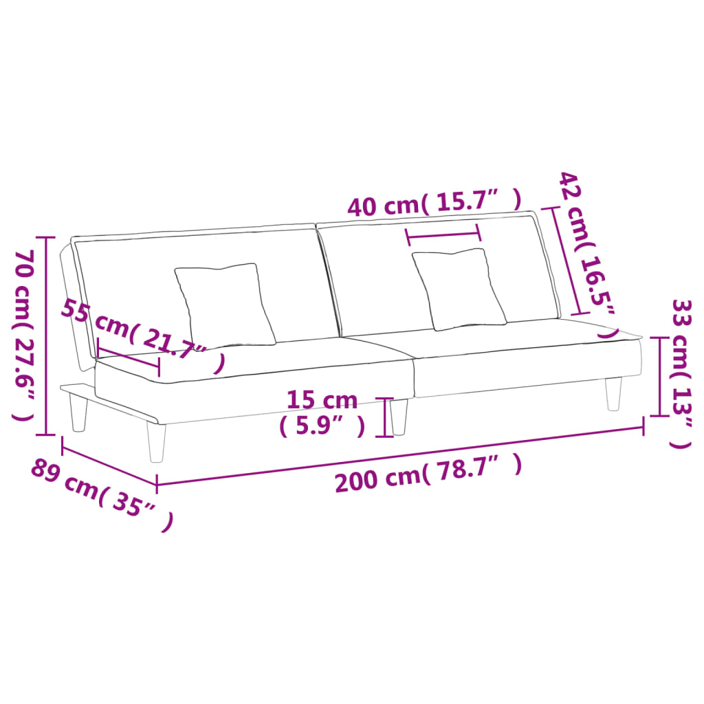 vidaXL Sofa Bed Light Gray Fabric