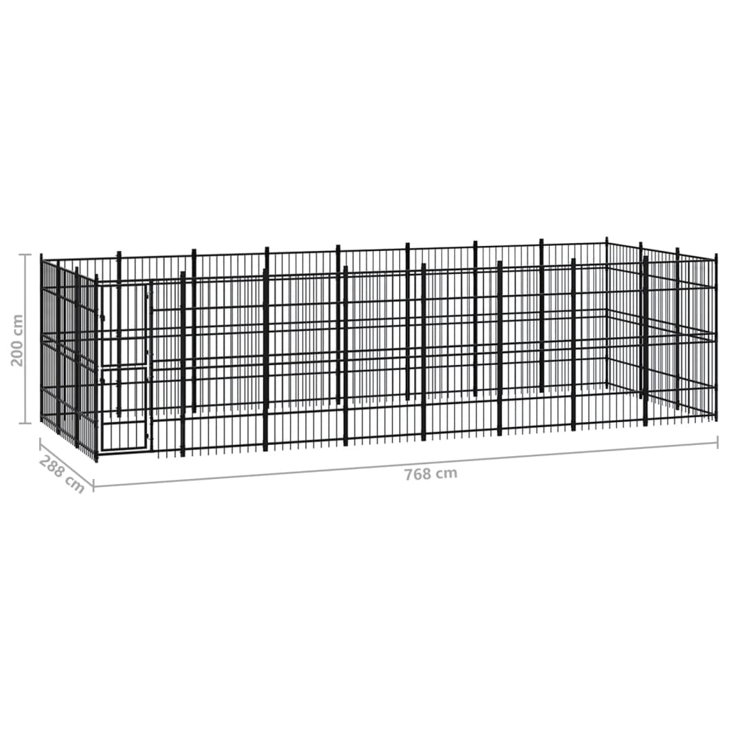 vidaXL Outdoor Dog Kennel Steel 238.1 ft²