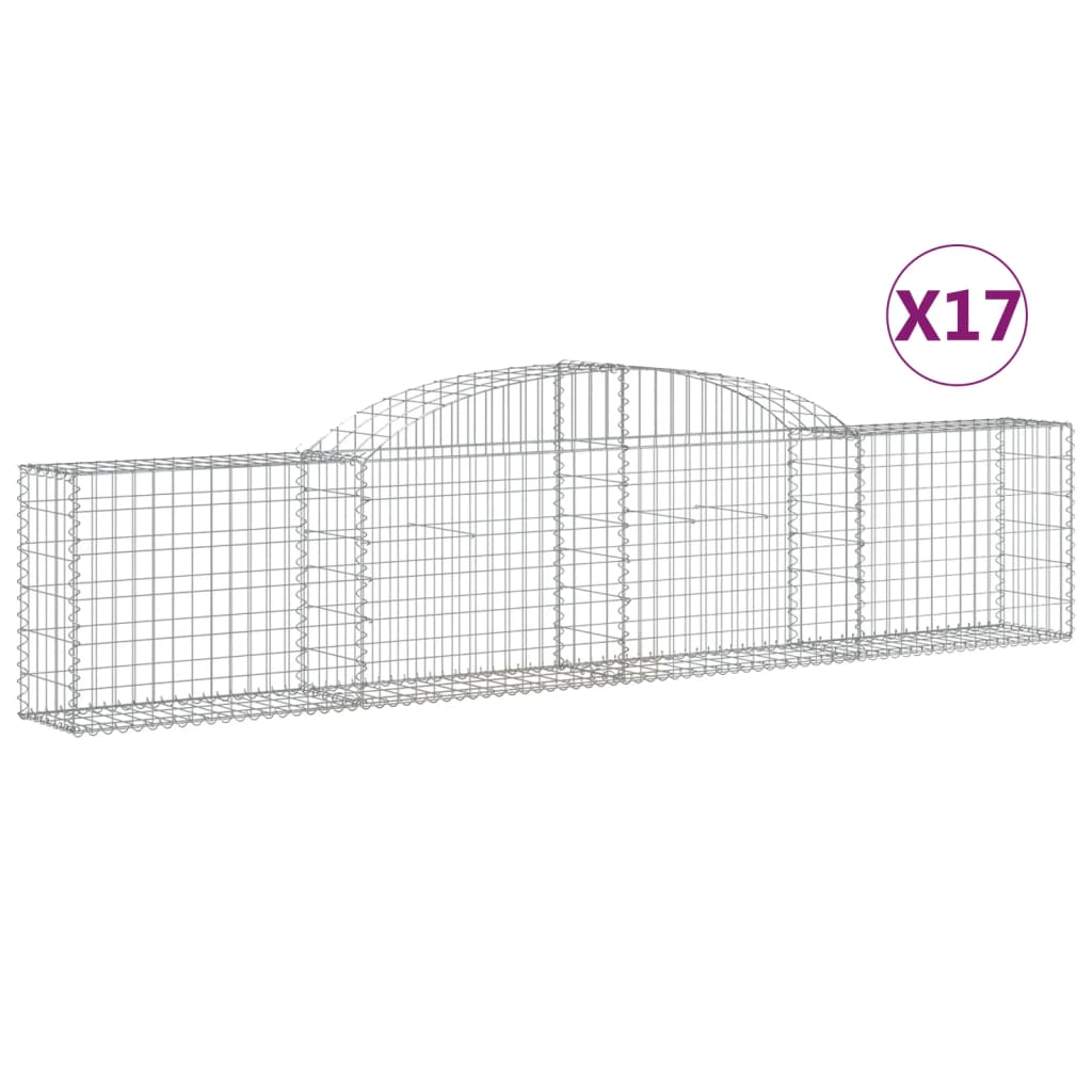 vidaXL Arched Gabion Baskets 17 pcs 118.1"x11.8"x23.6"/31.5" Galvanized Iron