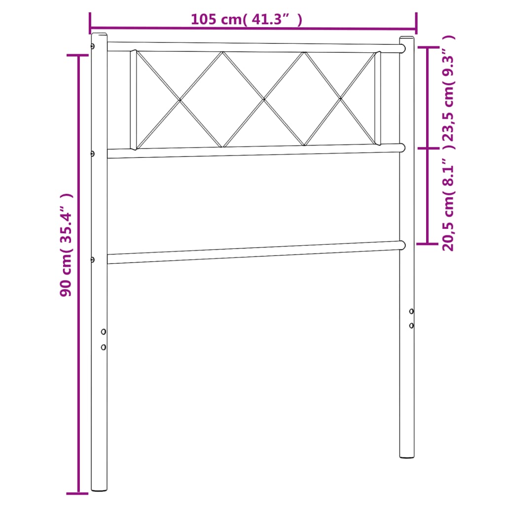 vidaXL Metal Headboard Black 39.4"