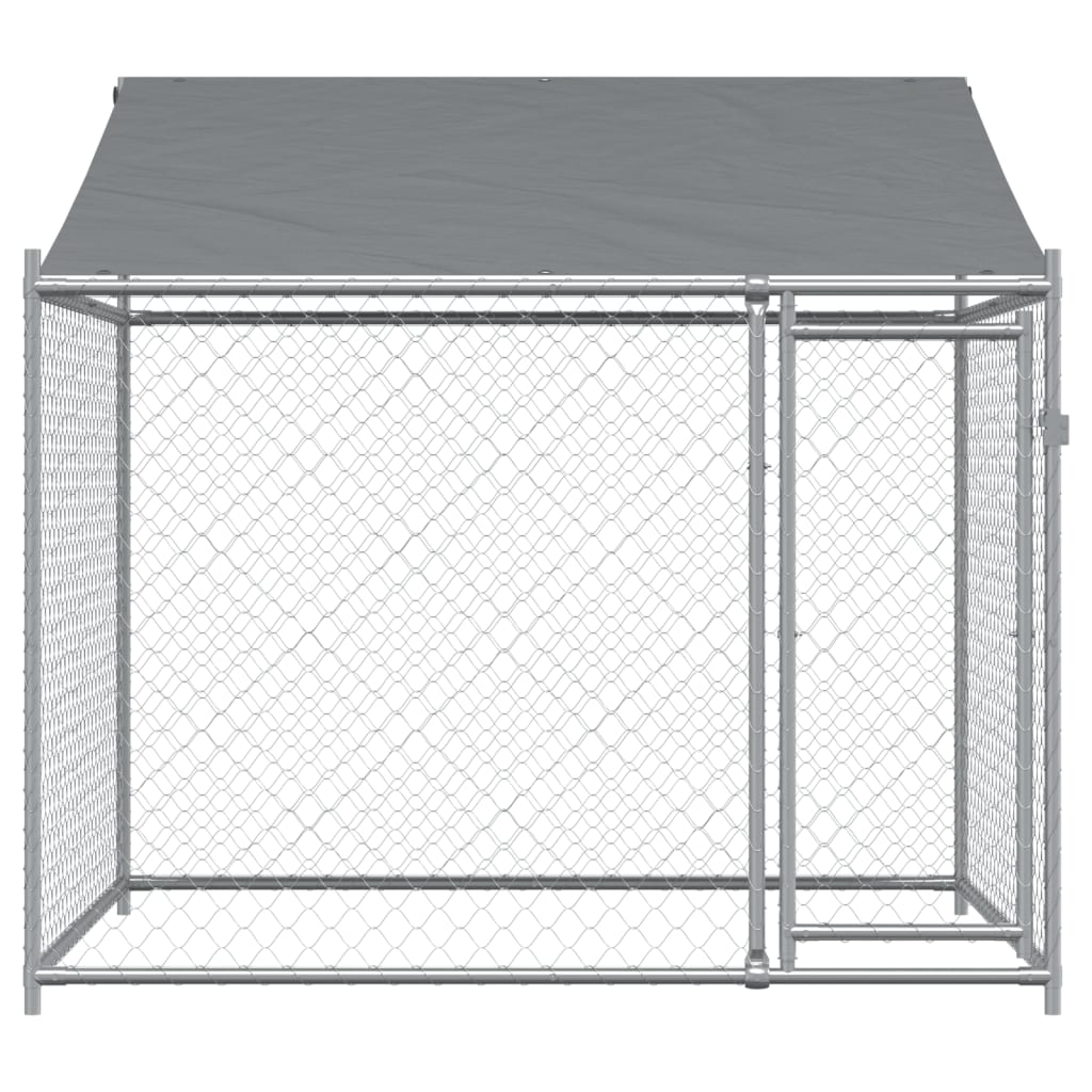 vidaXL Dog Cage with Roof and Door Gray 6.6'x6.6'x6.6' Galvanized Steel