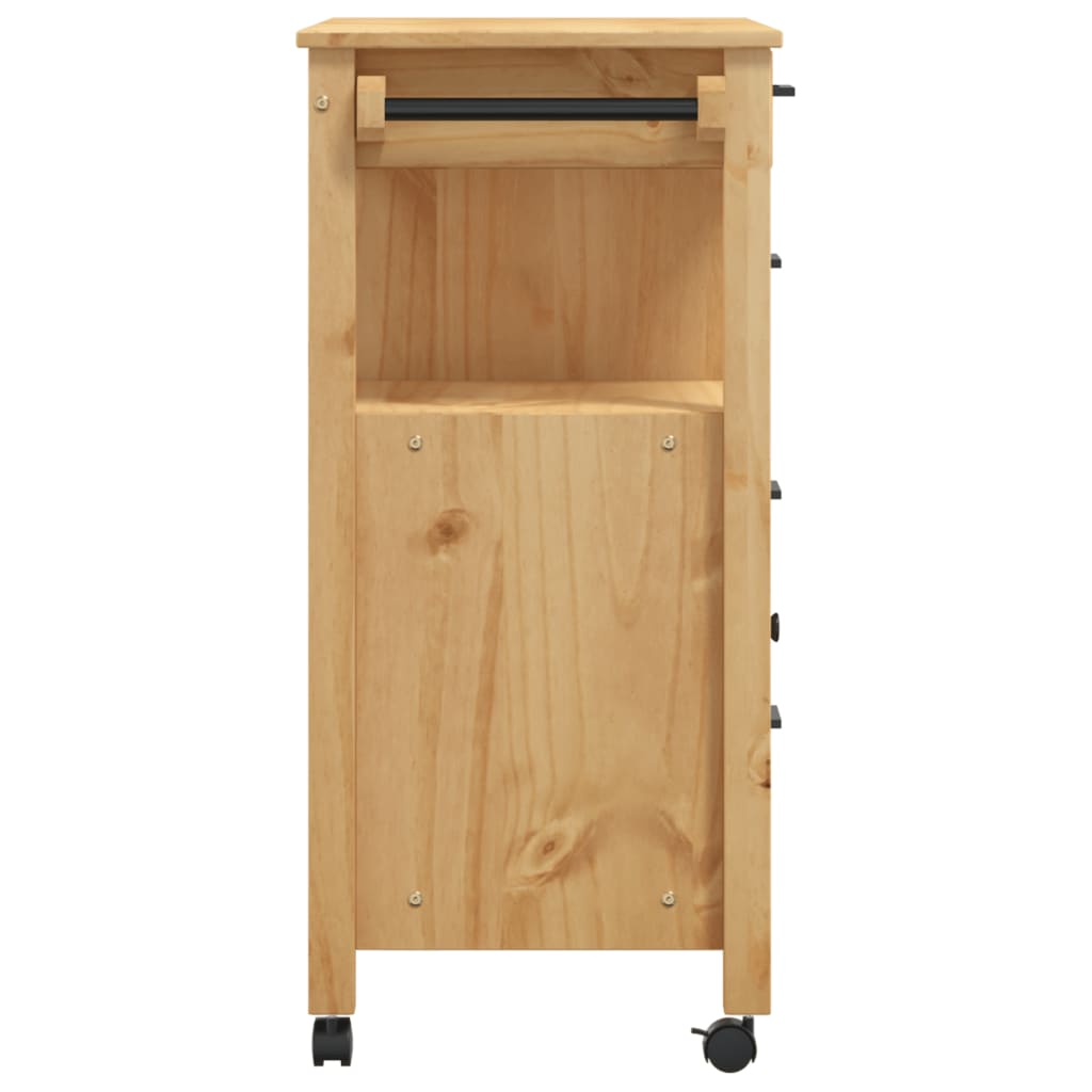 vidaXL Kitchen Trolley MONZA 33.1"x15.7"x35.4" Solid Wood Pine