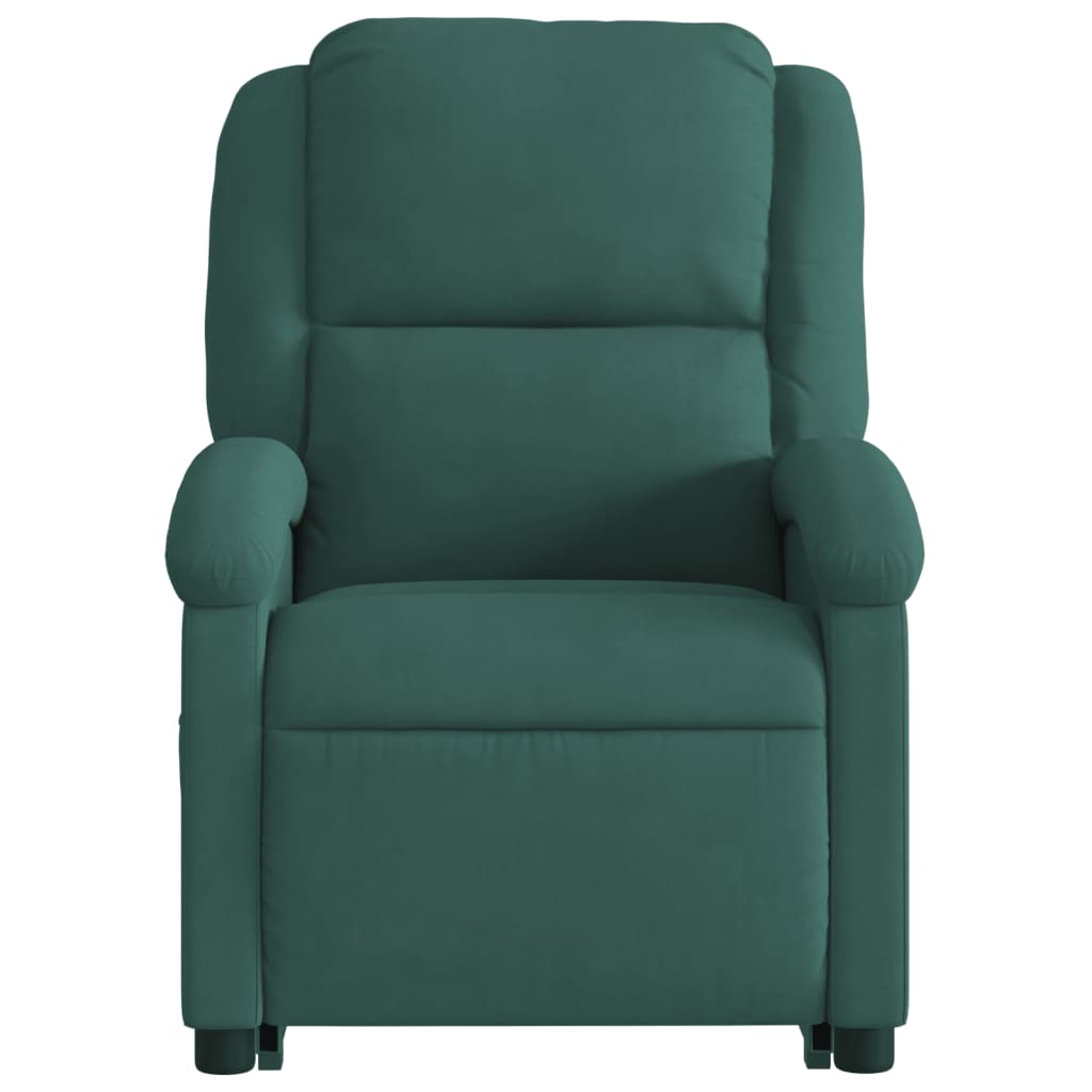 vidaXL Stand up Massage Recliner Chair Dark Green Velvet