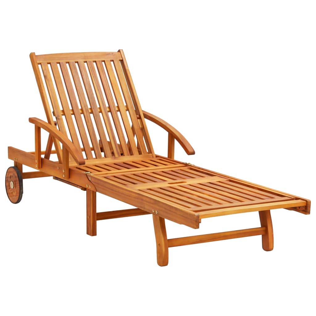 vidaXL Patio Sun Lounger with Cushion Solid Acacia Wood