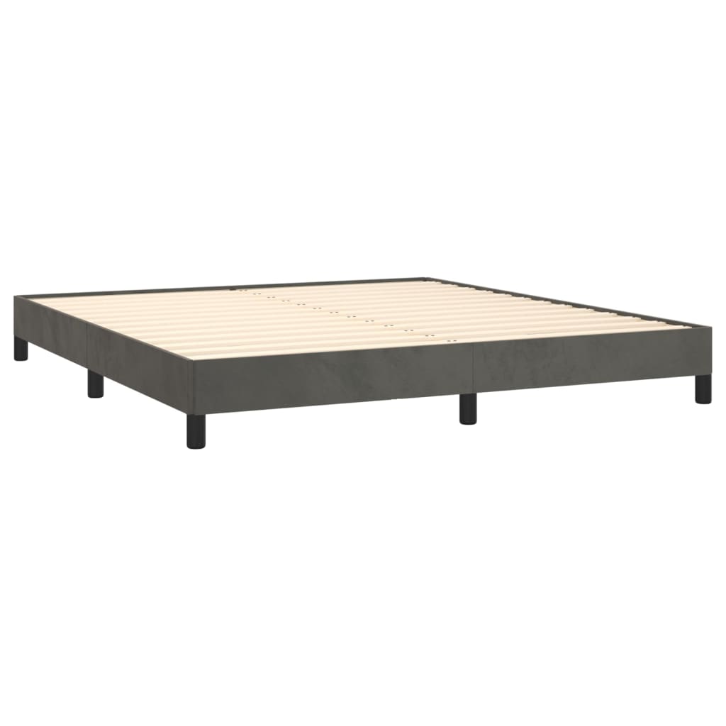 vidaXL Box Spring Bed with Mattress&LED Dark Gray California King Velvet