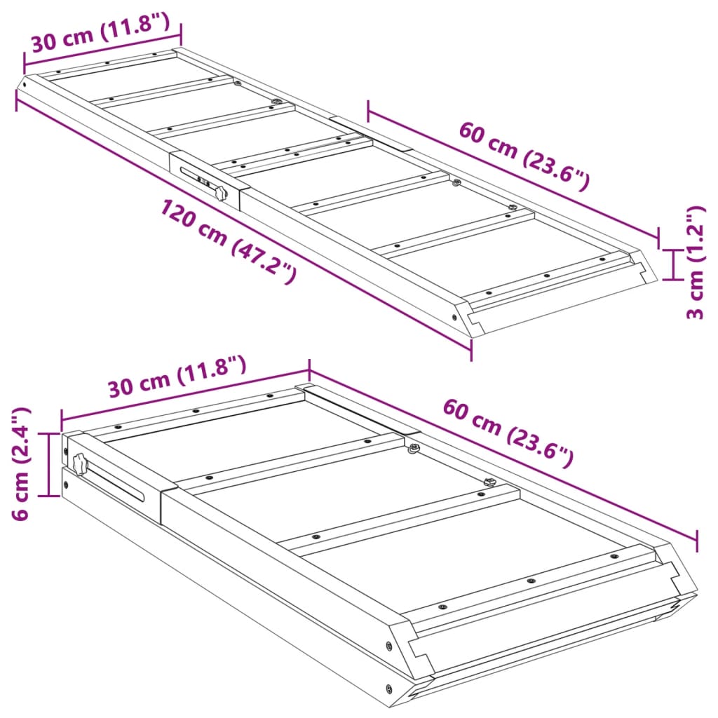 vidaXL Dog Ramp Gray 47.2"x11.8" Solid Wood Fir