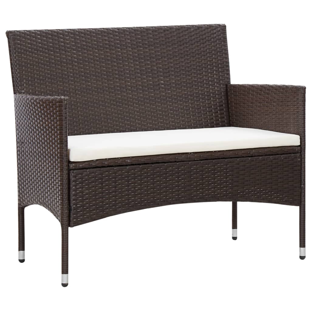 vidaXL 5 Piece Patio Lounge Set With Cushions Poly Rattan Brown