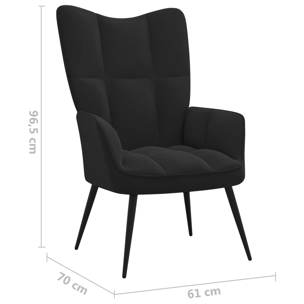 vidaXL Relaxing Chair with a Stool Black Velvet