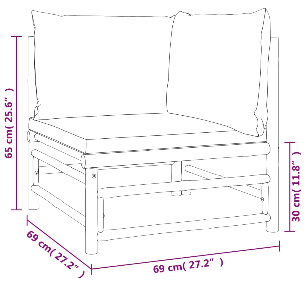 vidaXL 11 Piece Patio Lounge Set with Taupe Cushions Bamboo