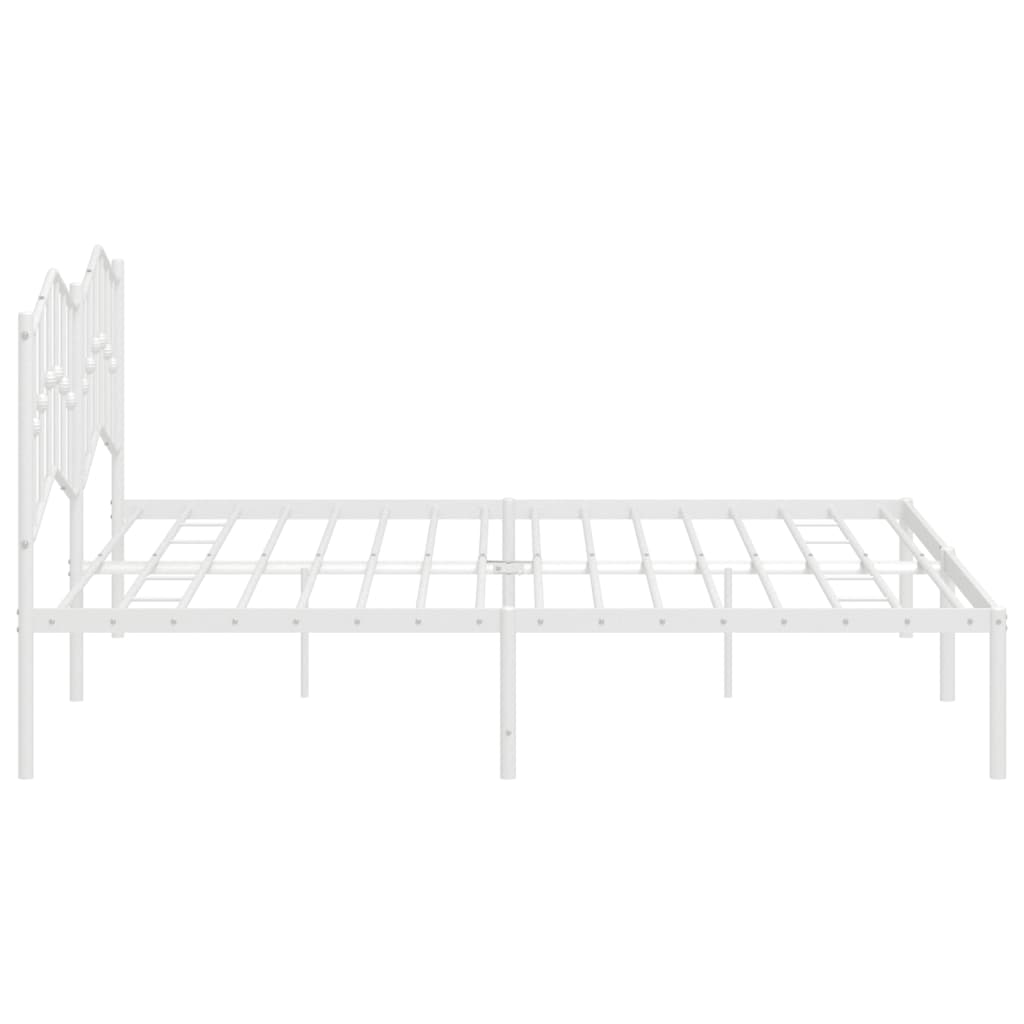 vidaXL Metal Bed Frame with Headboard White 76"x79.9" King