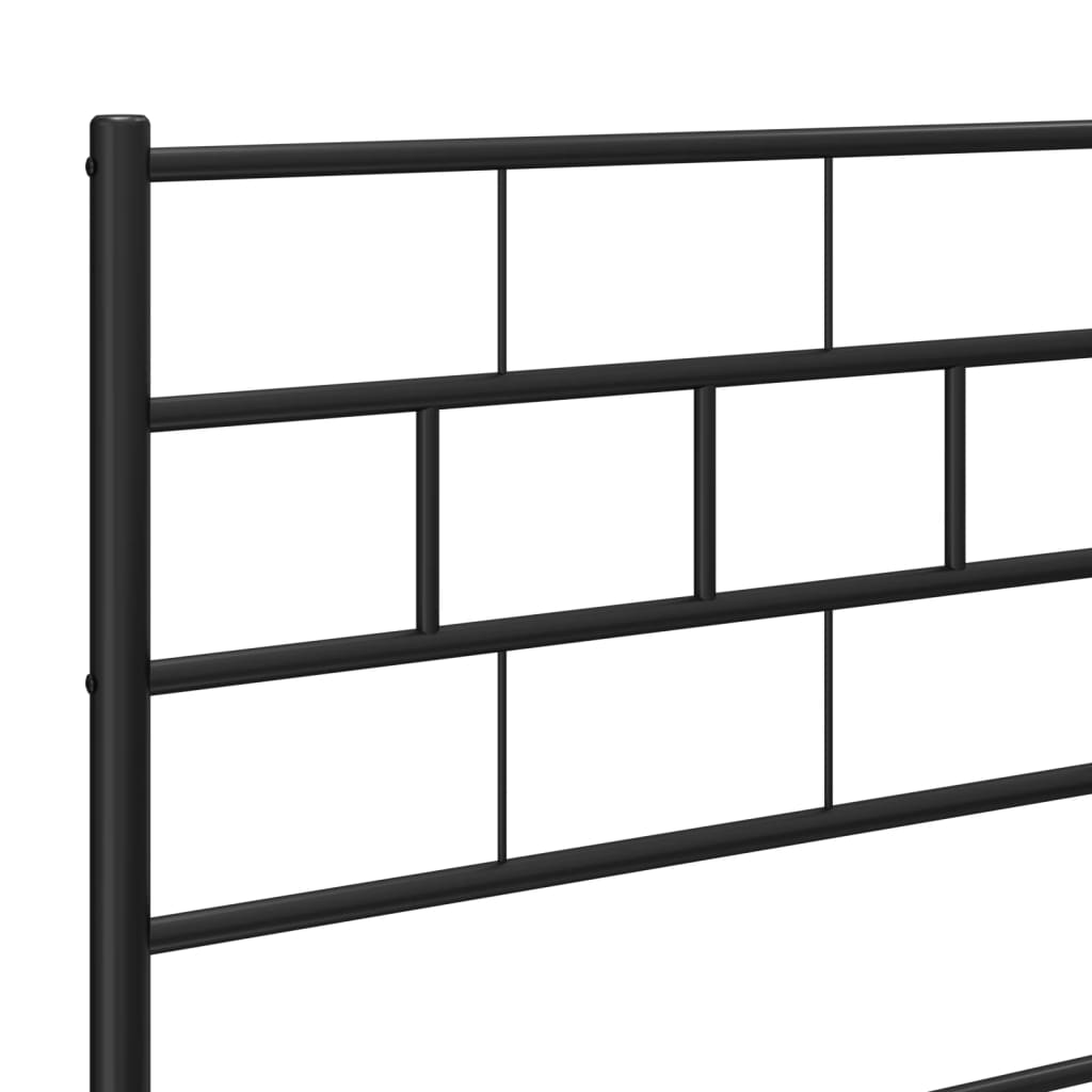 vidaXL Metal Bed Frame with Headboard and Footboard Black 53.1"x74.8"