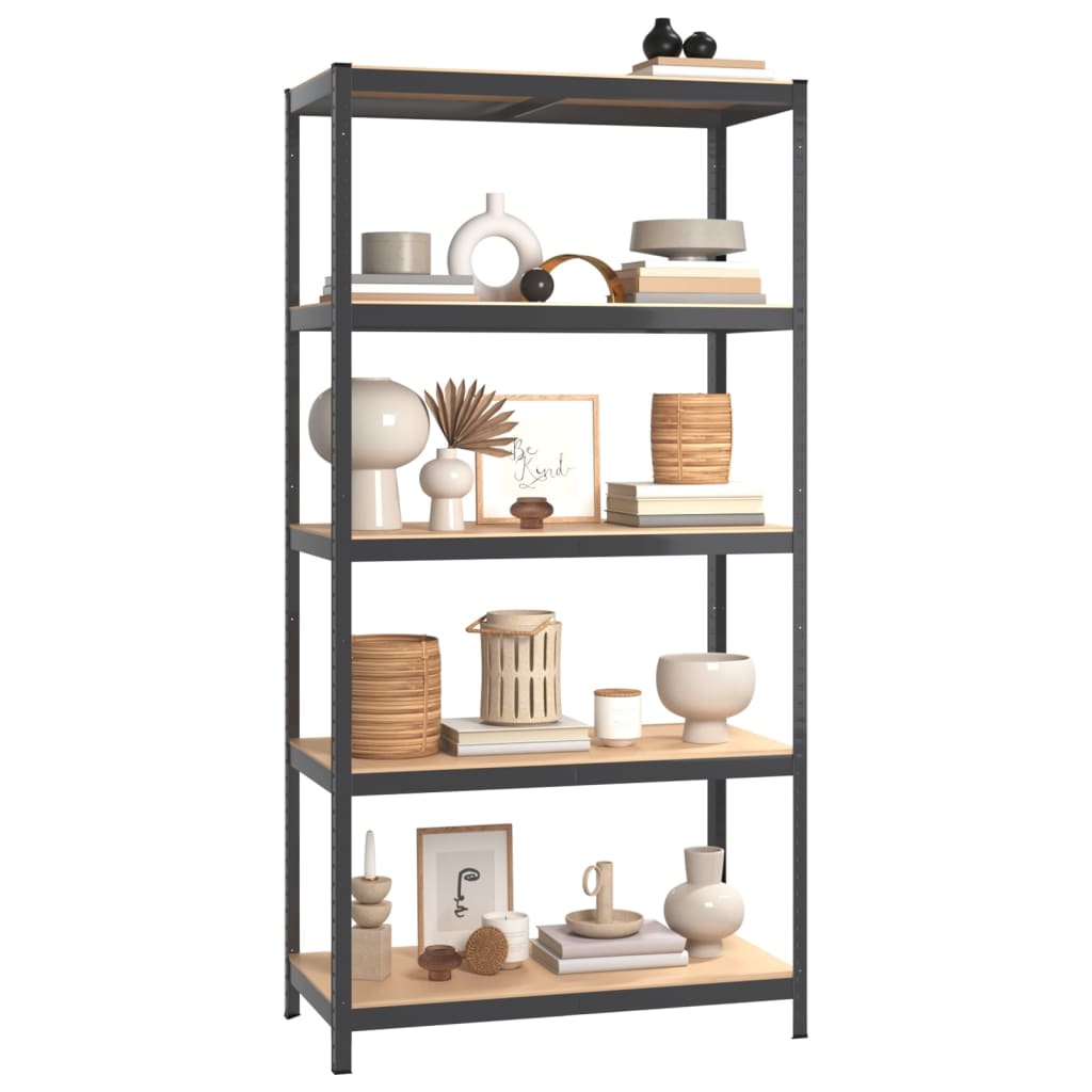 vidaXL 5-Layer Shelves 2 pcs Anthracite Steel&Engineered Wood