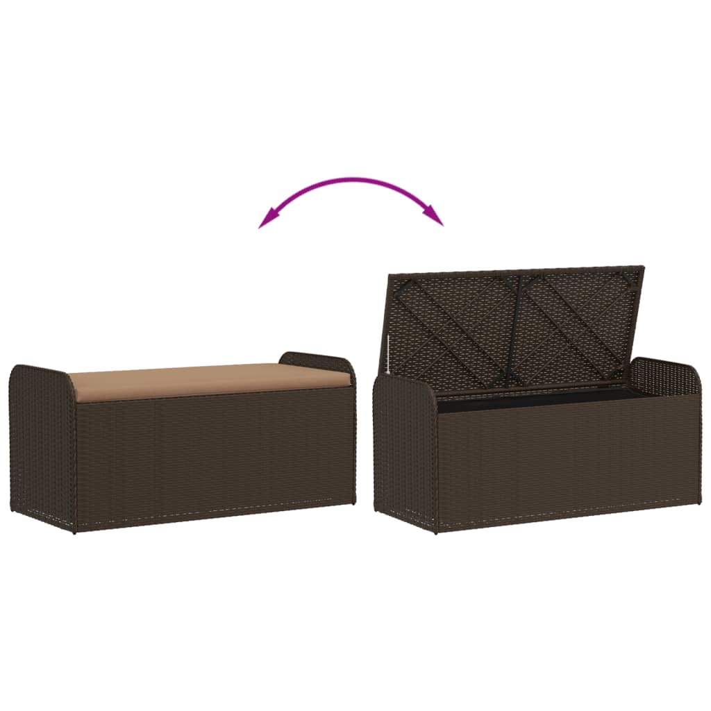 vidaXL Storage Bench with Cushion Brown 45.3"x20.1"x20.5" Poly Rattan