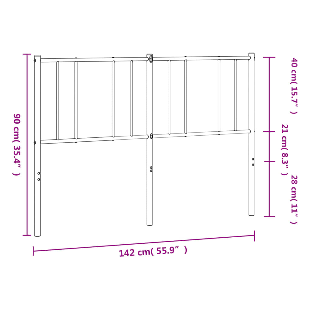 vidaXL Metal Headboard White 53.1"