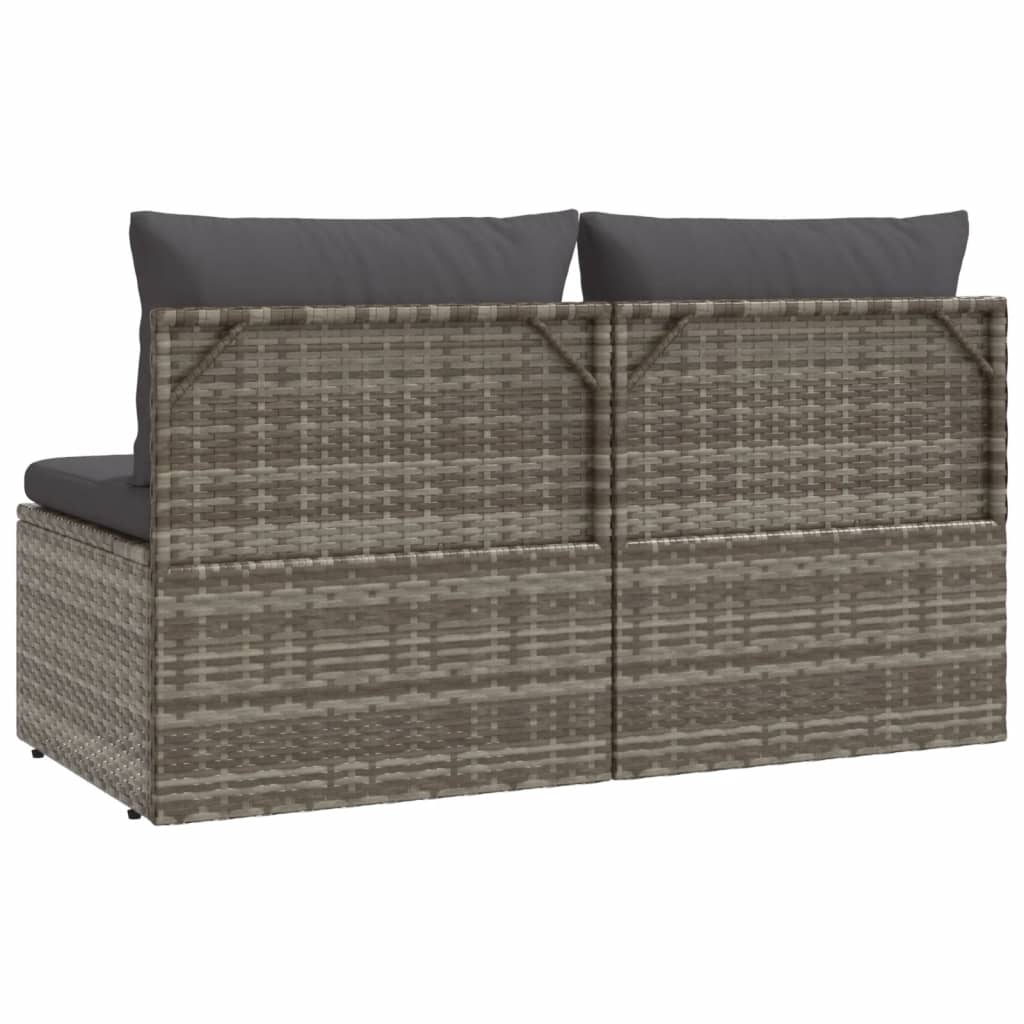 vidaXL 2-Seater Patio Sofa with Cushions Gray Poly Rattan