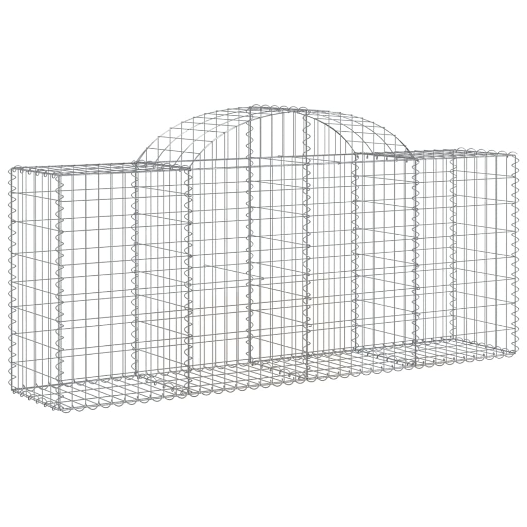 vidaXL Arched Gabion Baskets 2 pcs 78.7"x19.7"x31.5"/39.4" Galvanized Iron