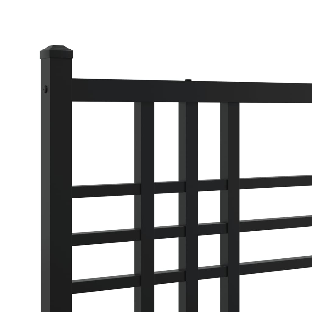 vidaXL Metal Bed Frame without Mattress with Headboard Black 39.4"x78.7"