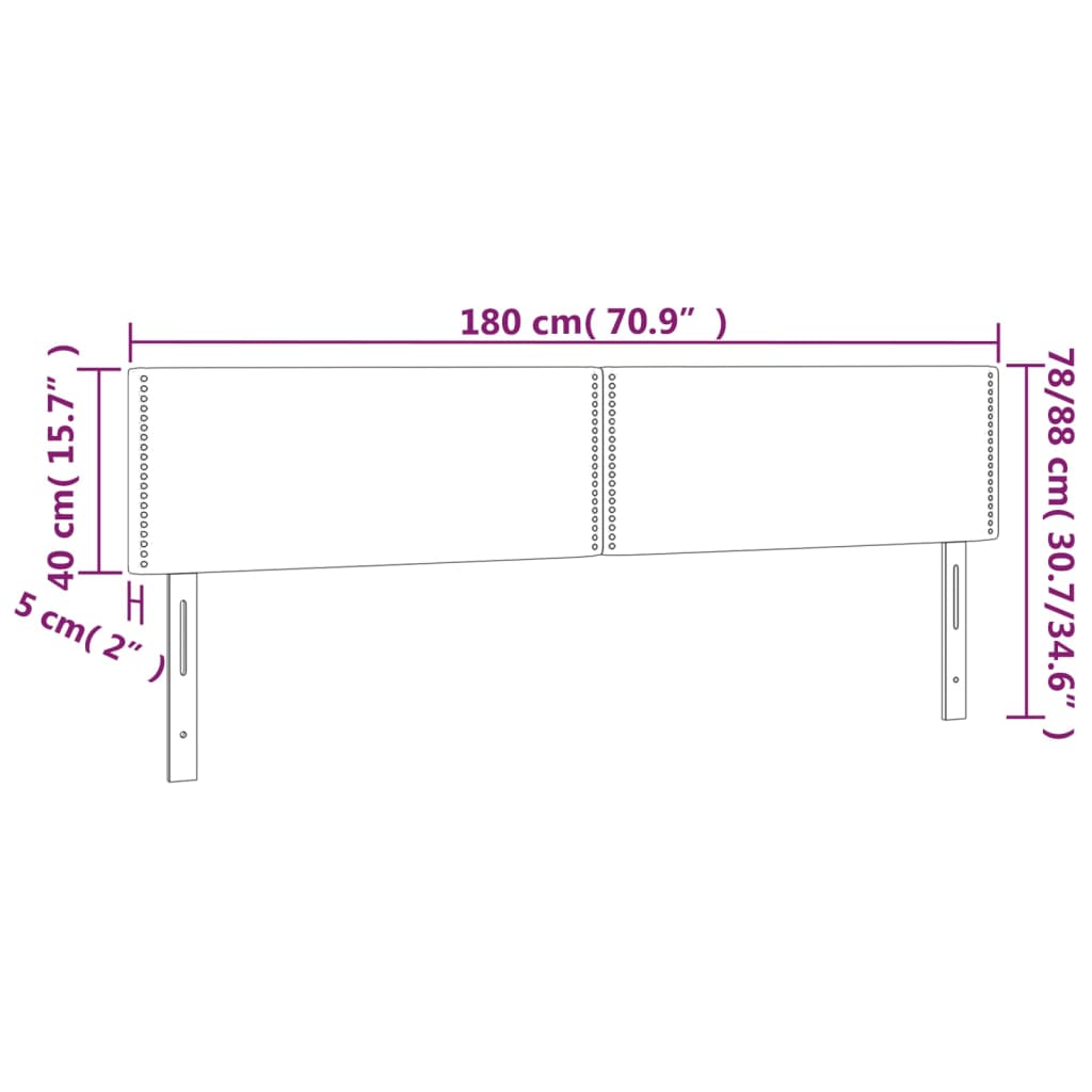 vidaXL LED Headboard Dark Gray 70.9"x2"x30.7"/34.6" Velvet