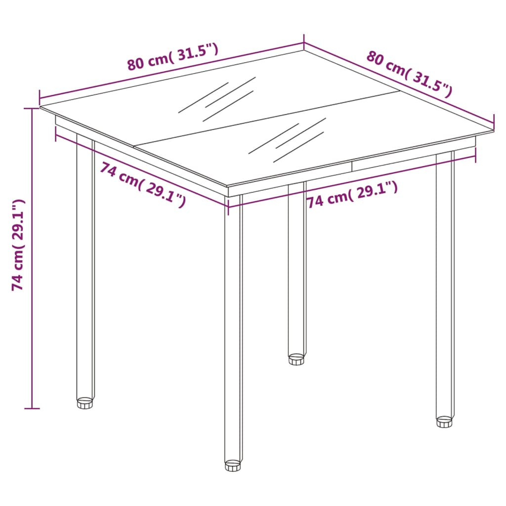 vidaXL 3 Piece Patio Dining Set Brown