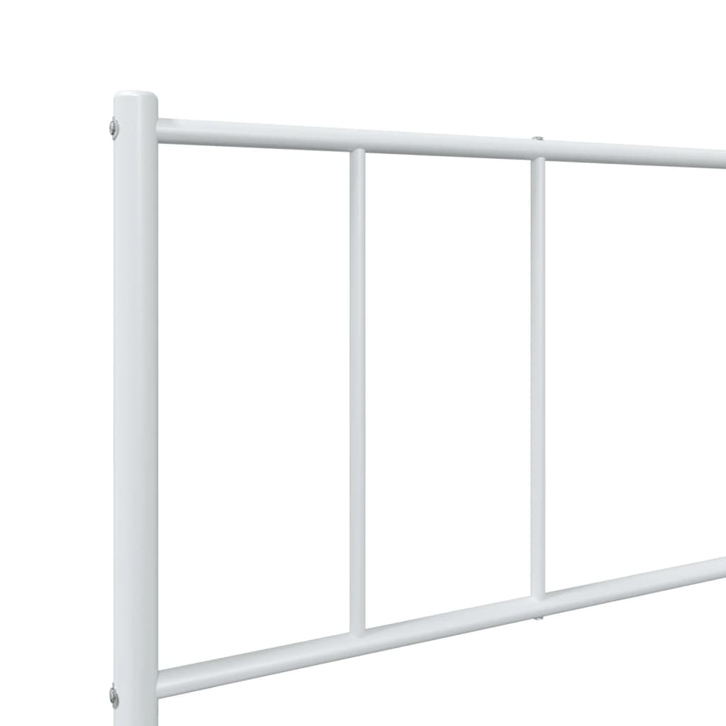 vidaXL Metal Bed Frame with Headboard and Footboard White 39.4"x78.7"