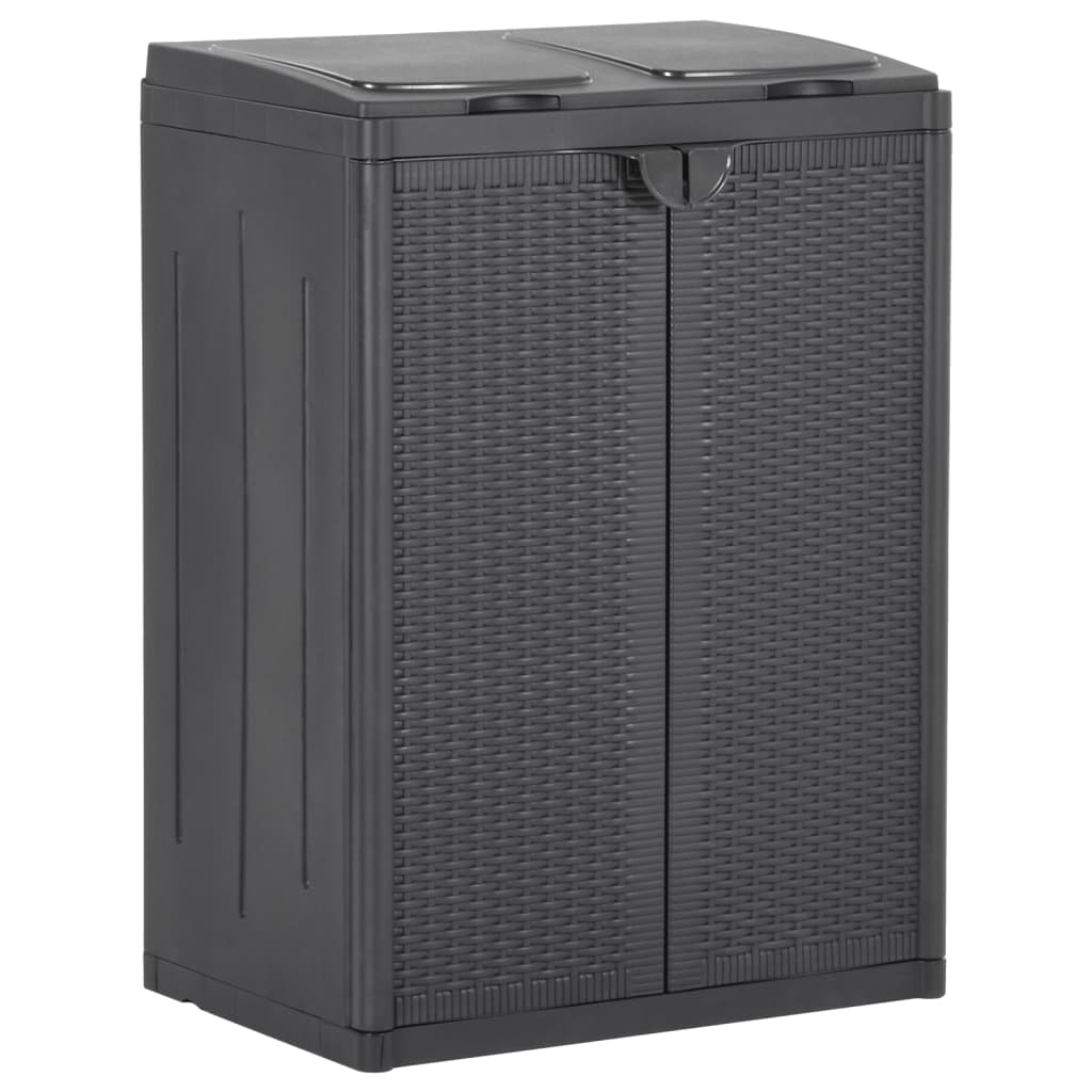 vidaXL Trash Bin with 2 Doors Black 25.6"x17.7"x34.6" PP