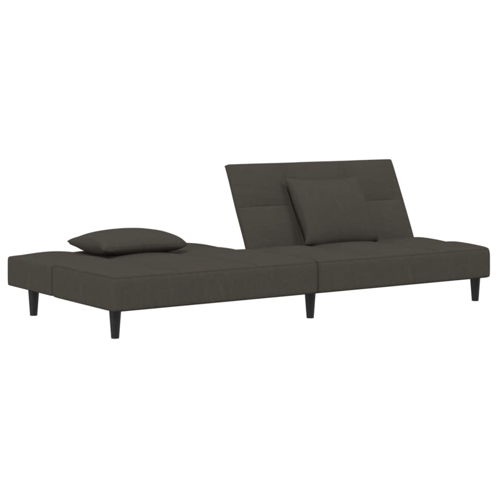 vidaXL 2-Seater Sofa Bed with Two Pillows Dark Gray Velvet