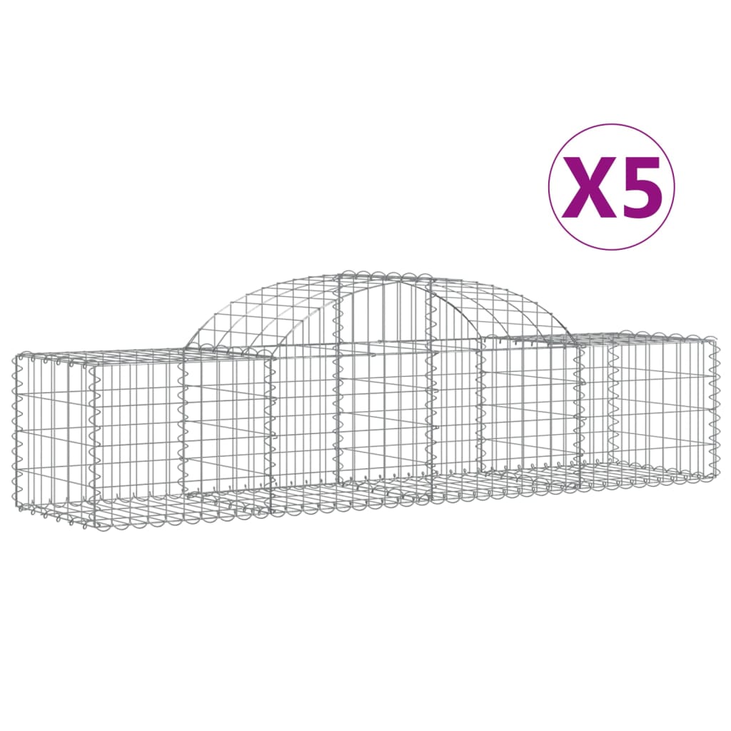 vidaXL Arched Gabion Baskets 5 pcs 78.7"x19.7"x15.7"/23.6" Galvanized Iron